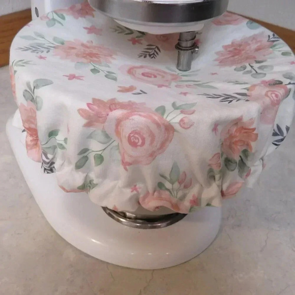 Kitchenaid Bowl Cover Reversible Cottage Rose and Pink Floral Mixer Cover - Picture 2 of 6